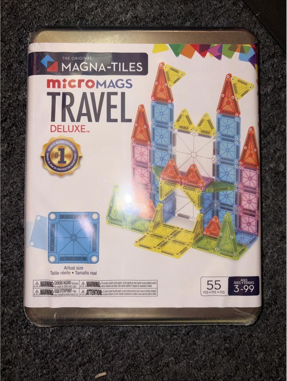 Magna-Tiles: Microtiles Travel Deluxe Set, 55 Pieces, Metal Case, Multi-ColorNew